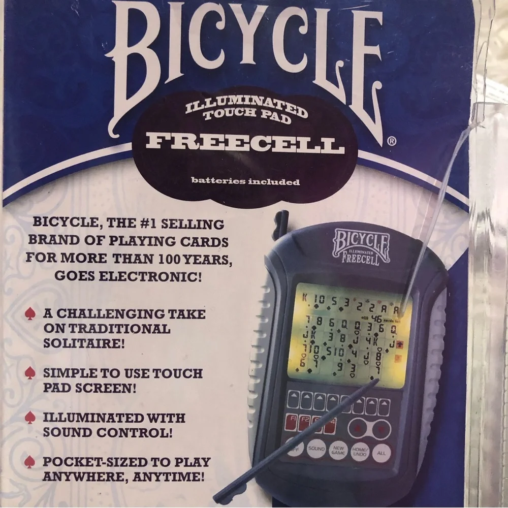 BICYCLE Illuminated Touch Pad FreeCell Handheld Game